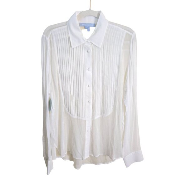 Hillhouse Home NWT The Mellie Top Georgette Ivory Size L - Picture 2 of 8